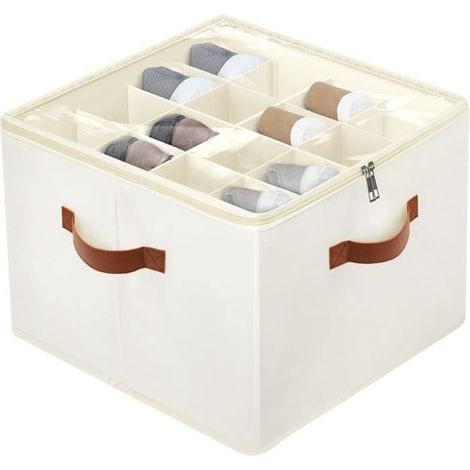 Organisateur de chaussures - Non spécifié - 16 Paires - Tissu Oxford - 43x43x31 cm - Blanc (1/4)