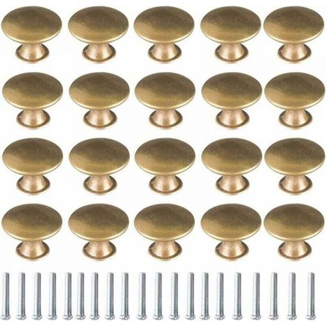 Bouton de Porte Laiton 20 Pièces Vintage Laiton Poignées Boutons de Meuble Boutons Porte de Tiroir Poignée de Meuble Bouton de Meuble Vintage pour Tiroir Armoire Meuble Cuisine de Placard (1/5)
