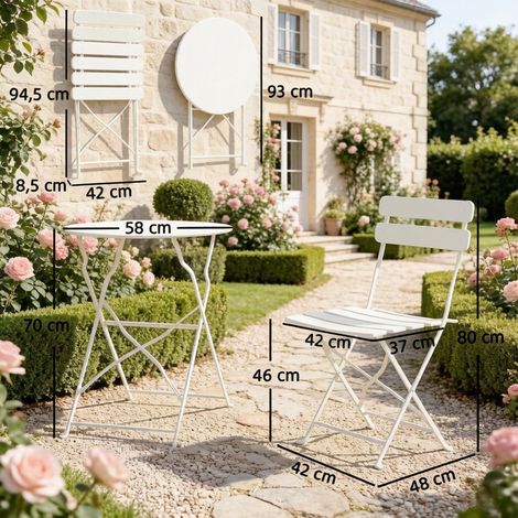 Ensemble de mobilier de jardin pliable, table de terrasse et chaises bistrot, salon extérieur minimaliste, table à manger et chaises pour patio, kit balcon avec 1 table et 2 chaises (1/5)