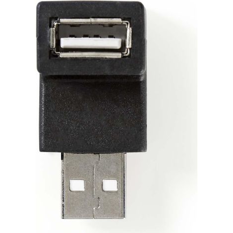 Adaptador USB-A  USB 2.0  USB-A macho  USB-A hembra  480Mbps  Redondo  Niquelado  PVC  Negro  Caja (1/5)