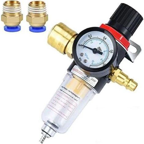 Régulateur de pression d'air 1/4, Détendeur d'air comprimé, Filtre Compresseur Dair, filtre à air, Séparateur d'Humidité, raccord rapide air comprimé (1/5)