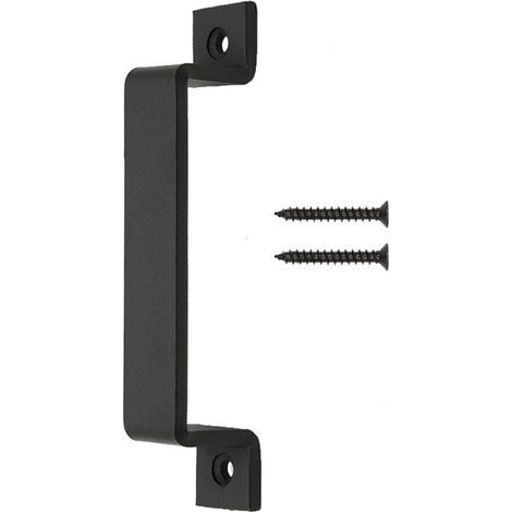 2 tiradores para puerta de granero, de acero macizo negro (160 mm) (1/4)