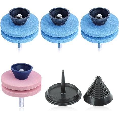 Adefol 4 pièces Aiguiseur de lame à double couche pour affûteuse, tondeuse pour perceuse avec équilibre de lame pour perceuse électrique ou manuelle (1/5)