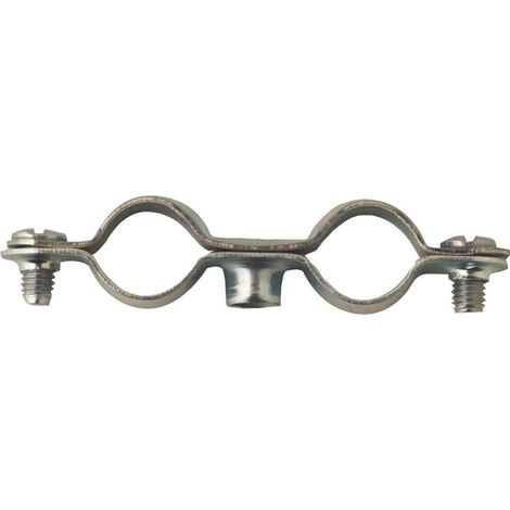 Collier Double Plomberie pour Tube Diam.24 Acier Zn- Embase M7X150