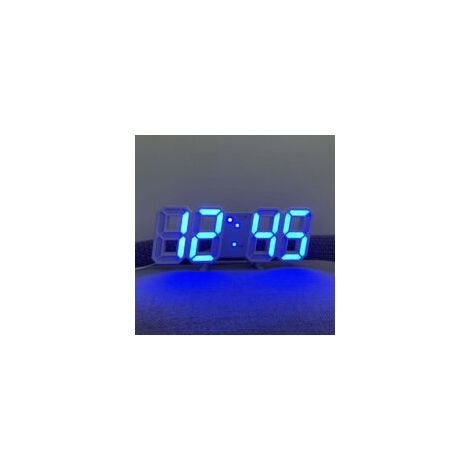 Lumière bleue blanche, horloge murale numérique LED, luminosité réglable, grande horloge température horloge salon 3D pendule murale horloge numérique transfrontalière (1/4)