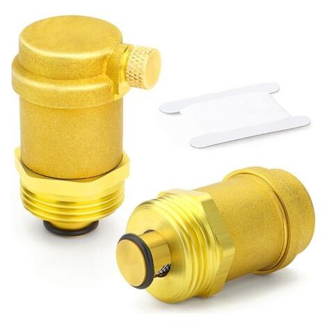 Pair 2 pièces de soupape de purge d'air automatique en laiton, soupape de purge d'air 3/4\" BSP Purge d'air dans le système de chauffage pour chauffe-eau solaire et système CVC (1/5)