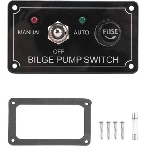 Panneau de Commutateur Pompe Cale Marine à Fusible DC 12 V avec Voyant LED Interrupteur Bascule Manuel/ArrêT/Automatique 3 Voies (1/4)