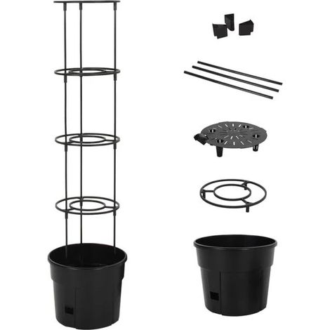 Pot de plantation de tomates couleur anthracite, 29,5 cm de diamètre, 115 cm de hauteur, en polypropylène. (1/5)