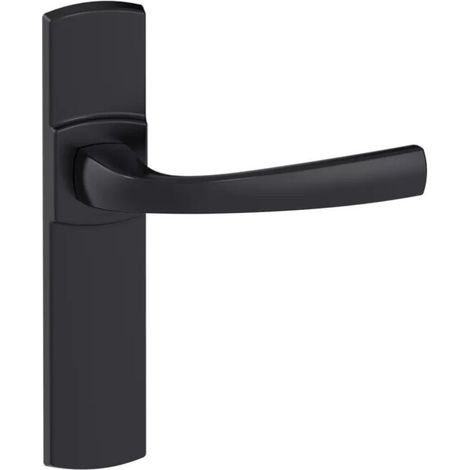 Ensemble de poignée Muze sur plaque - BEZAULT - Onyx noir mat - Plaque 185 x 41 mm - entraxe de fixation 165 mm - Bec de cane