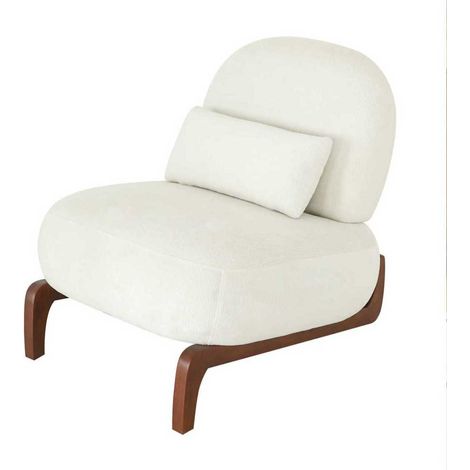 Chaise d'appoint en velours blanc avec pieds en bois massif, sans accoudoirs, lot de 2 (1/5)