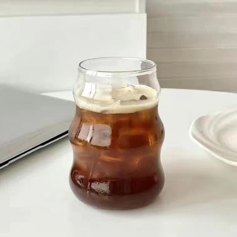 Retro-Trinkglas (530 ml) mit Wellenmuster, ideal für Eiskaffee und Saft (1/5)