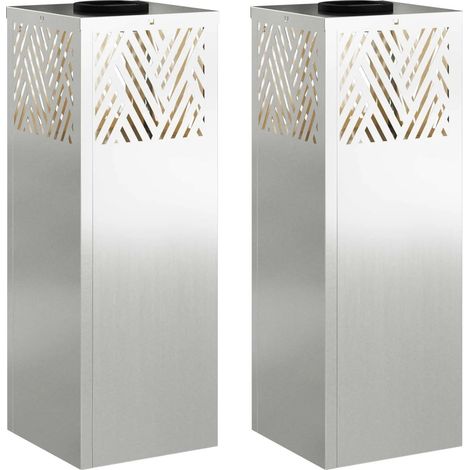 Set di 2 lampade da vialetto LED solari 18 x 18 x 50 cm autoregolanti design moderno giardino in zincato argento 020052543