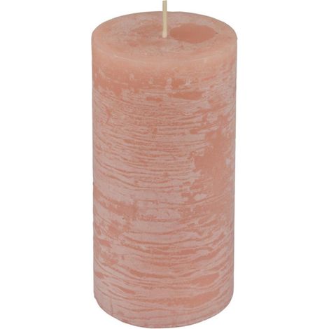 Bougie Pilier Déco "Rustique" 13cm Rose Poudré (1/2)