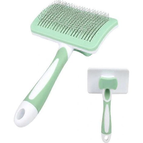 Peigne pour animaux de compagnie, brosse pour chiens et chats, brosse de toilettage pour chats d'intérieur à poils longs, brosse démêlante, accessoires de beauté pour animaux de compagnie, vert-AquaFo