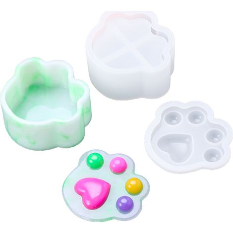 1 moule en silicone, forme patte de chat, pour résine époxy et rangement d'objets petits (1/5)