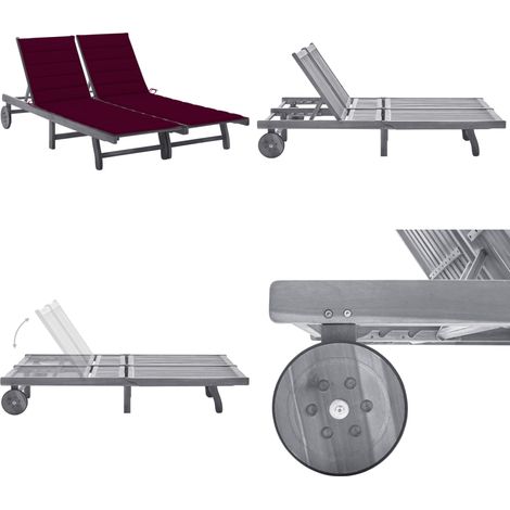 2-Personen-Sonnenliege mit Auflage Grau Akazie Massivholz - Holz-Sonnenliege - Gartenliege - Akazienholzsitzmöbel - Lounge Chair - Gartenmöbelset - Home & Living (1/5)