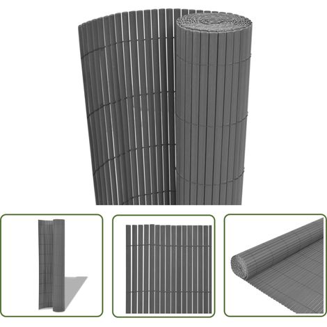 The Living Store Clôture de jardin Double face PVC 90 x 500 cm Gris - Clôture De Jardin - Clôture Pvc - Clôture Grillage - Barriere Decorative - Cloture Pliable (1/5)