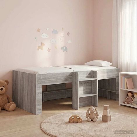 vidaXL Hochbett für Kinder Sonoma-Grau 80 x 200 cm Holzwerkstoff (1/5)