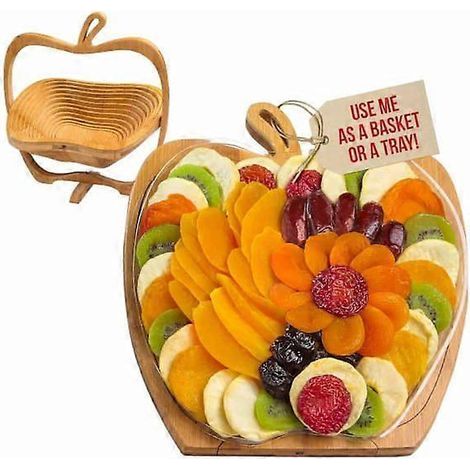 Panier de fruits, plateau cadeau de fruits secs transformable en panier. Boîte à goûter
