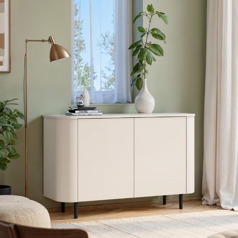 Meuble de rangement arrondi beige 2 portes 130cm OLGA (1/5)