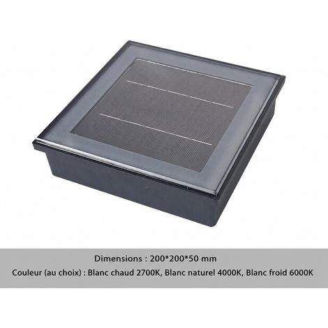 Pavé lumineux solaire LED encastrable carré pour extérieur réf 9160 21,5 × 21,5 × 6,5 cm 2 kg – Livraison gratuite
