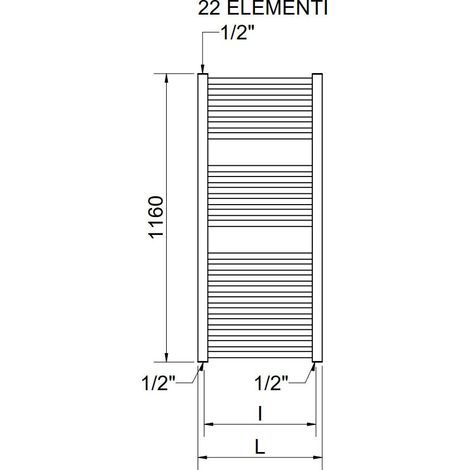 Radiatore scaldasalviette termoarredo Lisa 25 400x1160 - colore bianco RAL9016 3551580000967