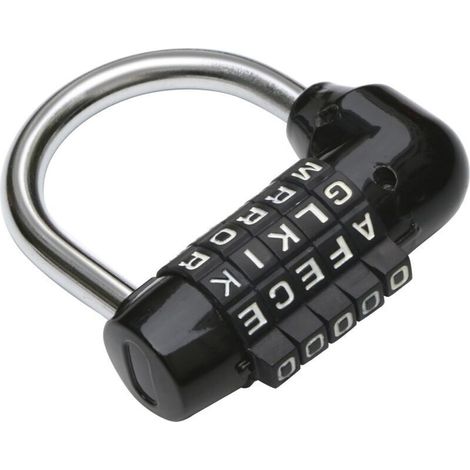 Cadenas à combinaison 5 lettres Noir pour valises, maquillage à tirer – Aucune clé requise – Parfait pour les salles d'évasion – Serrure à combinaison lettre (1/4)