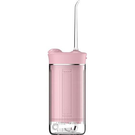 Jet Dentaire Portable Mini, Électrique Voyage Irrigateur Oral Detartreur Avec 4 Buses Rechange, 4 Modes Water Flosser, 230 ML Réservoir D'eau Escamotable, IPX7 Étanche(Rose) (1/4)