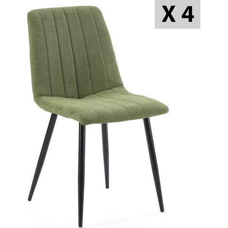 Pack 4 sedie Sagi rivestite in tessuto verde