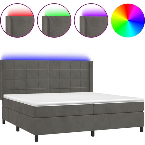 Maison Exclusive - Cama box spring colchón y LED terciopelo gris