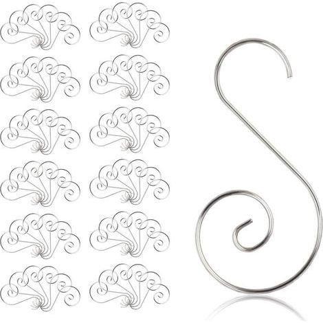 Crochets pour Boules Noël, 100 Pcs Crochet de Noël Ornement en Forme de S Cintre de Suspension pour Sapin de Noël Décoration de Fêtes (1/5)