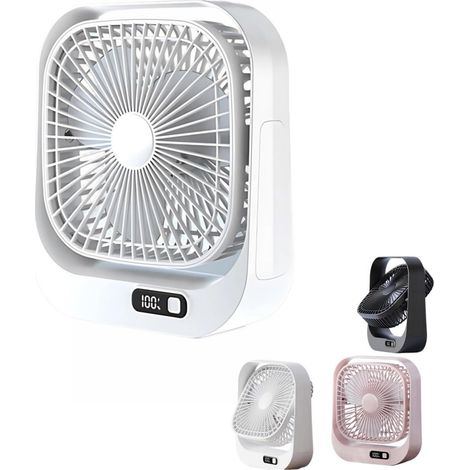 Mini ventilateur de bureau rechargeable – Ventilateur portable avec 3 niveaux de vitesse – Rotation 360° réglable – Petit ventilateur silencieux pour chambre et sommeil (1/5)