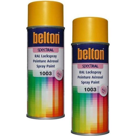 2 bombes de peinture Belton Spectral RAL1003 Jaune de sécurité 400ml