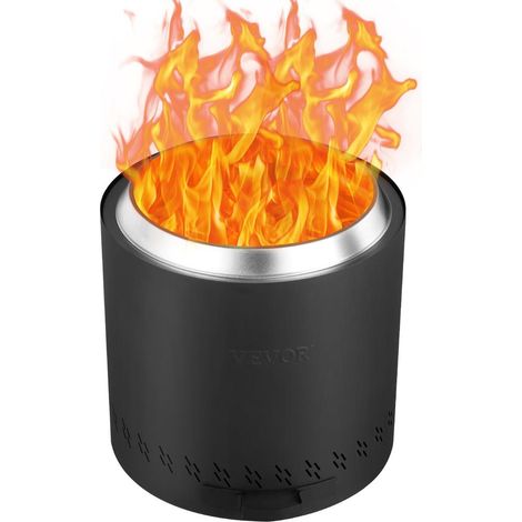 Brasero Extérieur sans Fumée Foyer à Bois Inox SUS430 et Acier Ø400x390mm avec Bac à Cendres Noir YCS-9038-16 (1/5)