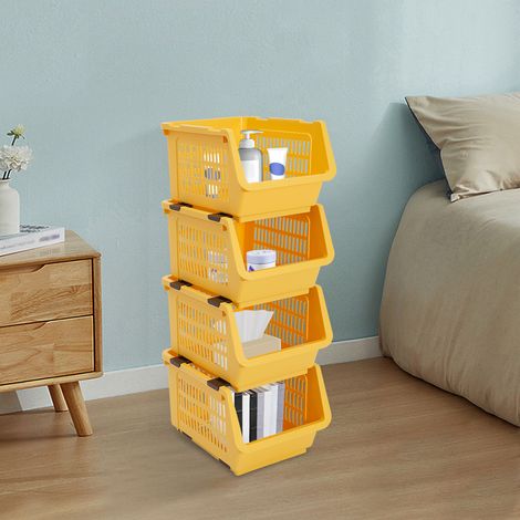 4 Pcs contenedores organizadores de almacenamiento apilables, cajas de almacenamiento apilables portátiles USA NUEVO (1/5)