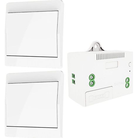 Interrupteur d'éclairage auto-générant sans fil, interrupteur à radiofréquence et récepteur de relais, contrôleur avec fusible, interrupteur cinétique sans batterie (Kit 2 voies 1 clé) (1/5)