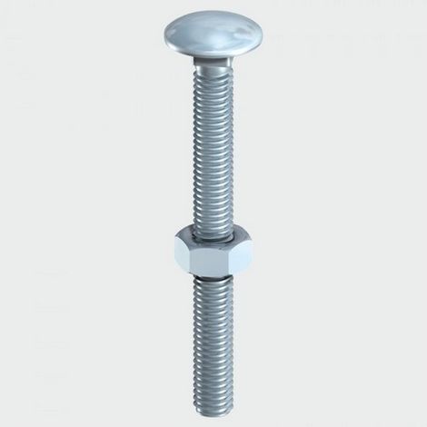 TIMCO Carriage Bolts DIN603 & Hex Full Nut DIN934 Silver - M6 x 150 (1/2)