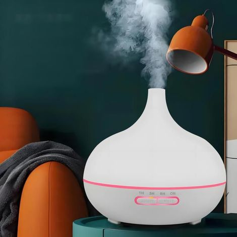 1 Diffuseur d'arôme, humidificateur à ultrasons 550ml, minuterie 3 vitesses, lumière LED 7 couleurs, pour chambre, salon