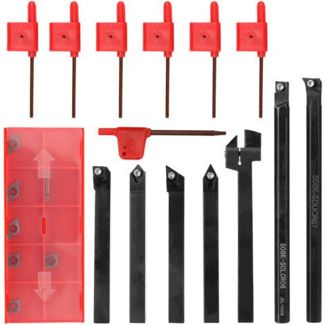 LAN Outil de tournage avec clé de serrage avec insert pour porte-outil CNC tour-8mm, 7 pièces (1/5)