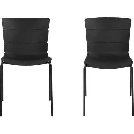 Bali Kitchen Chairs (Set of 2) - Plastic/Metal - L50.5 x W47 x H81 cm - Black - Flat Packed