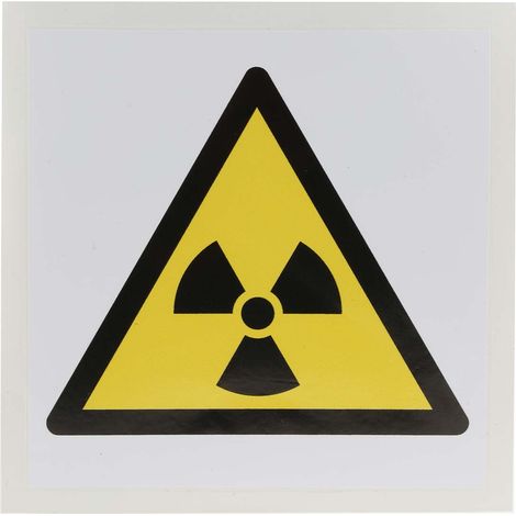 Panneau de danger, avec pictogramme : Danger, matières radioactives ou radiations ionisantes " " , Auto-adhésif ( Prix pour 1 )
