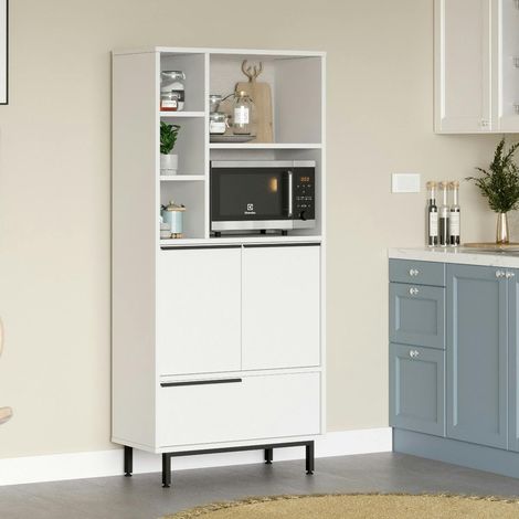 Colonne rangement cuisine blanche niche micro-ondes JENA
