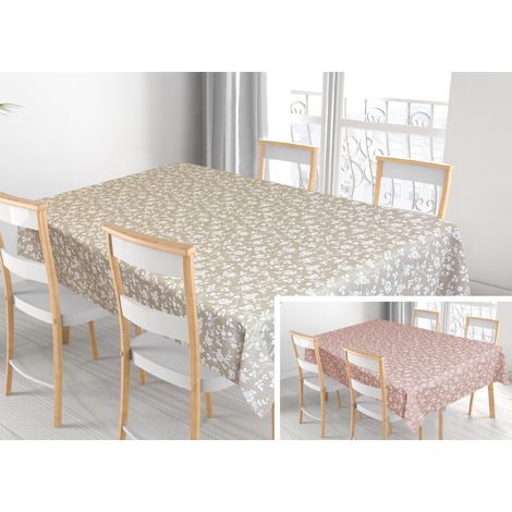 Tovaglia Per Salotto Cucina In Miros Misto Cotone Made In Italy Roselline RP, misura140X300coloreBeige (1/5)