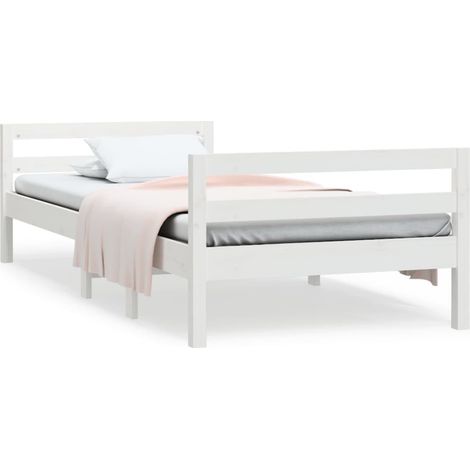 Lit simple pour adulte Cadre de lit - Blanc 80x200 cm Bois de pin massif BV319767 - BonneVie (1/5)