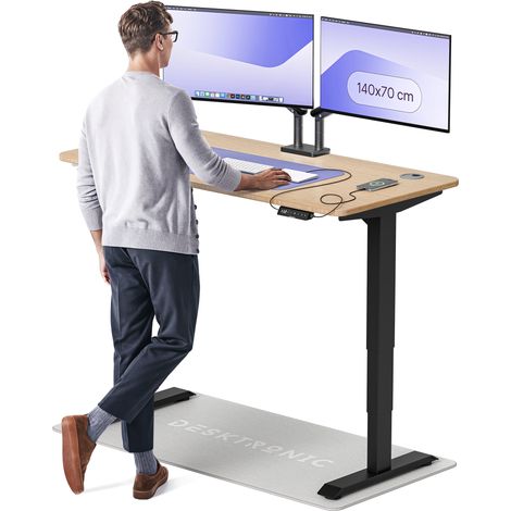 Desktronic Bureau assis debout HomePro - 140x70cm - Bambou/Noir