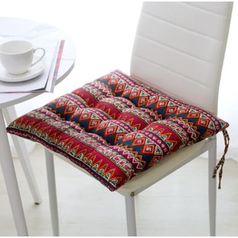 (Red)Set of 2 Dining Chair Cushions, Garden Chair Cushions, Kitchen Cushions with Ties (1/5)