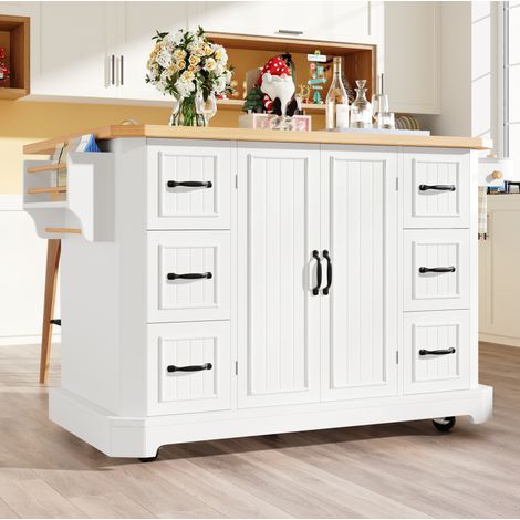 Küchenschrank rollbar mit 2 Türen und 6 Schubladen 120 cm OKMYHOME (1/5)