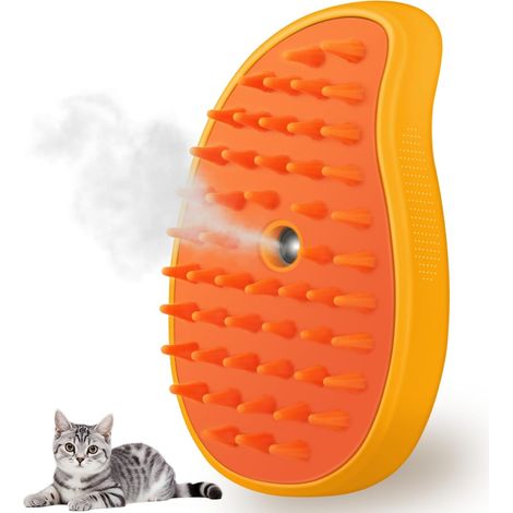 Brosse vapeur pour chat, brosse de nettoyage vapeur 3 en 1 pour chat, brosse de massage en silicone, peigne de nettoyage pour poils d'animaux (chats et chiens) (1/5)