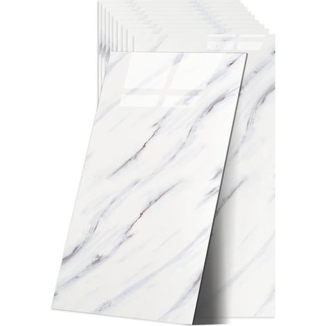 Lot de 10 autocollants pour carrelage mural marbré 60 x 30 cm Étanche Pour cuisine et salle de bain