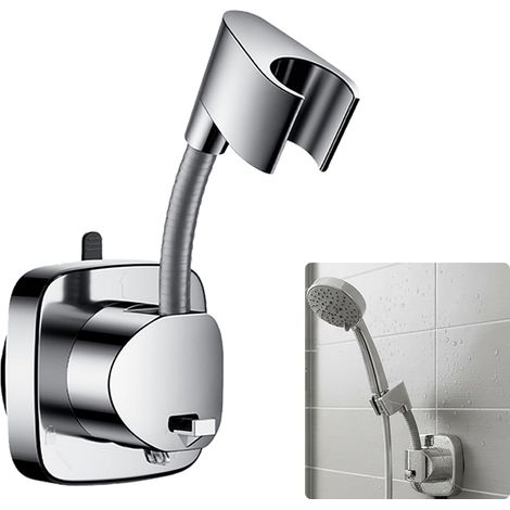 El soporte para cabezal de ducha sin desagüe, que se fija mediante ventosas, es adecuado para superficies de pared lisas, planas y sin juntas, y es fácil de usar e instalar. (1/4)